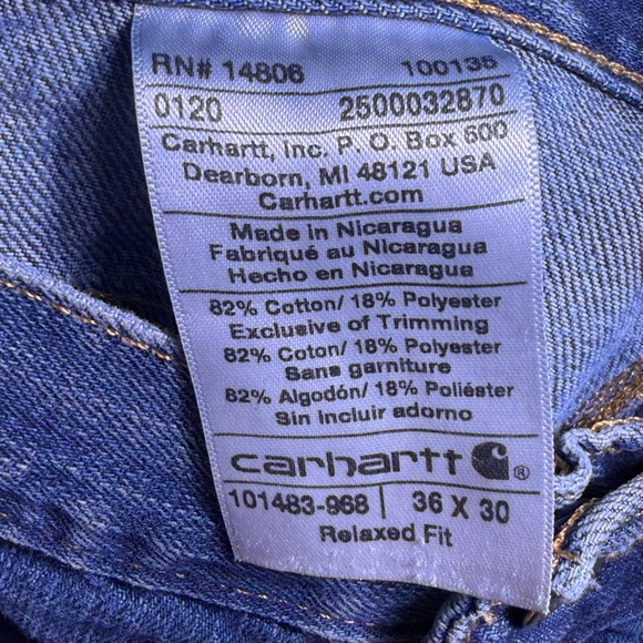 Carhartt Men's Relaxed Fit Blue Jeans - Picture 5 of 5